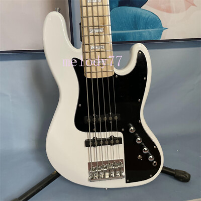 #ad New Factory White Electric Jazz Bass Guitar Maple Neckamp;Fretboard Black Pickguard $293.40
