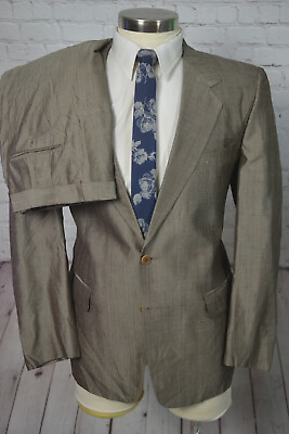 #ad San Remo Mens Copper ITALIAN SILK 2 Piece Suit 40R Jacket 36x28 Pant $89.97