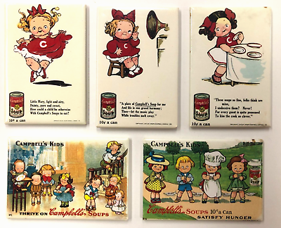 #ad Vintage 1997 CAMPBELL#x27;S SOUP 2quot; x 3quot; Refrigerator Hard Magnets Set of 5 $29.99