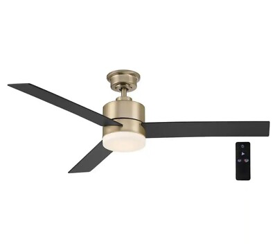 #ad Hampton Bay 52quot; Indoor Brushed Gold Ceiling Fan Integrated LED Remote Included $129.99