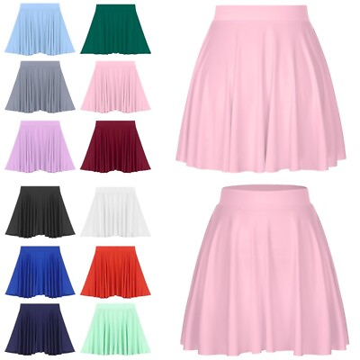 Women#x27;s Skirt Stretch Flared Skirts Solid Color Mini Skirts Daily Plain Skirt $9.19