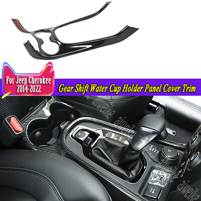 For Jeep Cherokee 2014 2023 Carbon Gear Shift Water Cup Holder Panel Cover Trim $175.98