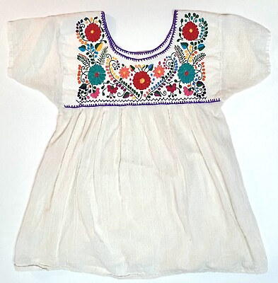 Handmade Floral BOHO Cotton Mexican Huipil Blouse Top Shirt *Please See Pictures $30.00