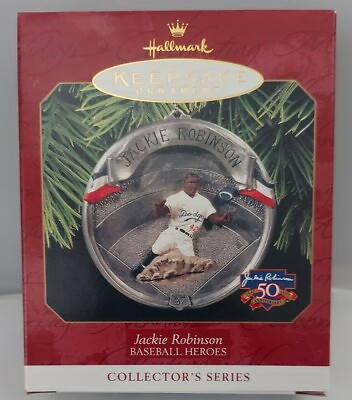 1997 Jackie Robinson Baseball Heroes Hallmark Keepsake Collector Ornament NIB $4.99
