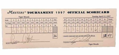 #ad 1997 Masters Final Round Scorecard Tiger Woods $14.99