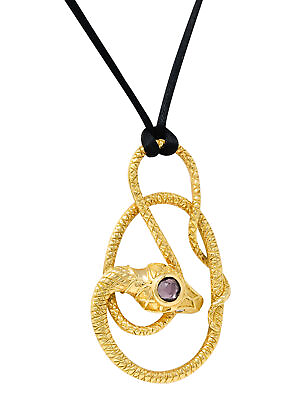 #ad Gucci Diamond Silk Cord 18 Karat Yellow Gold Snake Pendant Necklace $5720.00