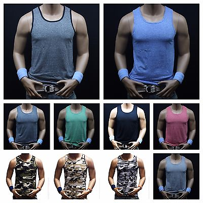#ad Mens Muscle Tank Top T Shirts Sleeveless Gym Fitness Bodybuilding Hiking Workout $7.99