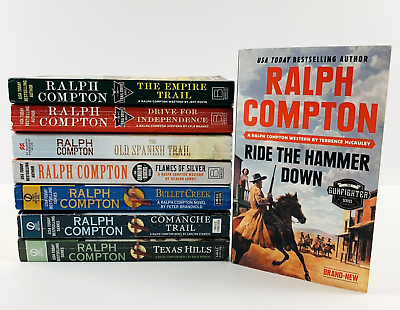 #ad Lot of 8 Ralph Compton Western Books Mix Series Gunfighter Sundown Trail Drive $22.47