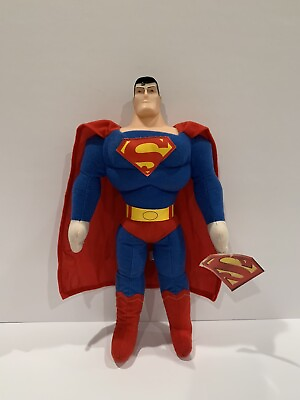DC Superman Large 17quot; Plush Toy Factory Plastic Molded Face Vinyl Head Stuffed $24.99