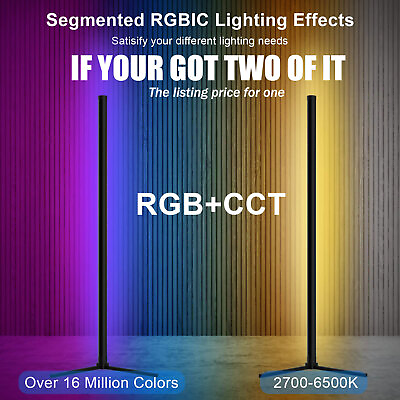Modern RGB LED Corner Floor Lamp Light Strip for Room with Music Sync DIY Color $34.99
