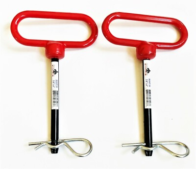 #ad 2 GOLIATH INDUSTRIAL RED HANDLE 3 8quot; X 4quot; TRACTOR HITCH PINS WAGON TRAILER RHP38 $13.99