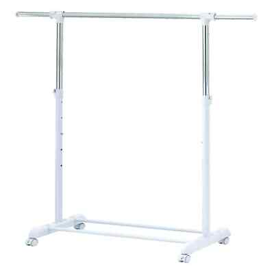 #ad Mainstays Adjustable Rolling Garment Rack Metal Chrome White Free Delivery $12.51