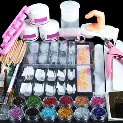 #ad Acrylic Nail Kit Acrylic Powder Glitter Nail Art Manicure Tool Tips Brush Set US $11.99