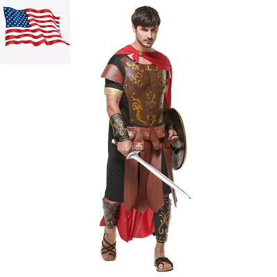 #ad Adult Men Roman Empire Gladiator Costume Set Halloween Armor Soldier Outfits US $50.99