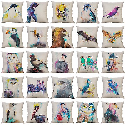 #ad Pillow Covers18x18 Watercolour Birds Design Throw Pillow Case Cushion for Sofa $4.44