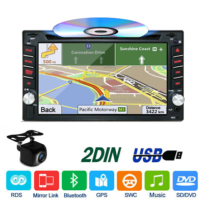 #ad Car Stereo AM FM Radio DVD CD Player GPS Navi Head Unit Mirror Link Double 2Din $124.50