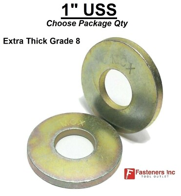 #ad 1quot; USS Extra Thick MCX Style Flat Washers Grade 8 Steel Zinc Yellow $45.14