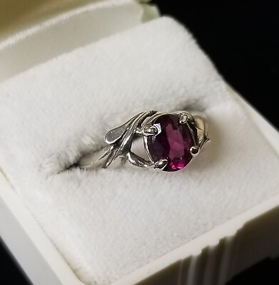 Antique Sterling Silver Garnet Ring Purple Rhodolite Art Nouveau Deco Vintage $99.00