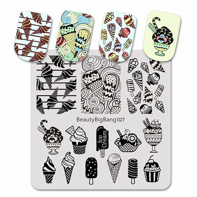 #ad Nail Art Stamping Plate Image Decoration Summer Holidays Ice Cream Lolly BBB027 GBP 1.95
