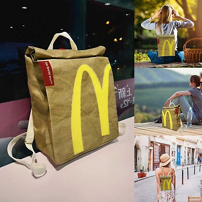 #ad McDonald#x27;s School Bag Paper Bag Backpack Women#x27;s Shoulder Large Capacity Bag $12.99