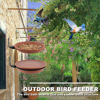 #ad Hanging Bird Feeder Bath Tray 2pcs Plastic Bird Water Bowl Outdoor Garden Decor $16.97