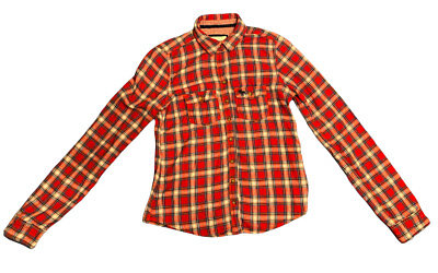 #ad Abercrombie Womens Plaid Flannel Button Down Shirt Size Small Top Blouse Red $2.93