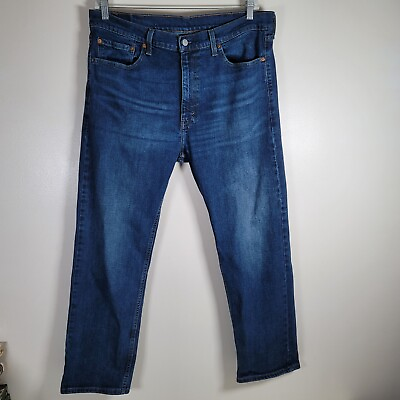 #ad Levis 505 Regular Fit Jeans Mens 38x30 Straight Leg Dark Wash Denim Classic $11.99