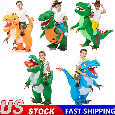 Kids#x27; Dinosaur Costume Set Inflatable Suit Halloween Cosplay Fancy Costumes USA $30.35
