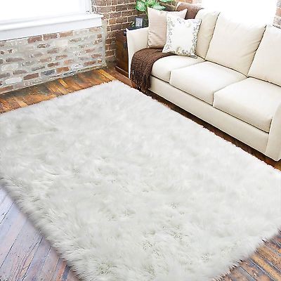 #ad 3X5 Ft Ultra Soft Fluffy Rug Faux Fur Sheepskin Area Rug for Bedroom Living Room $47.05