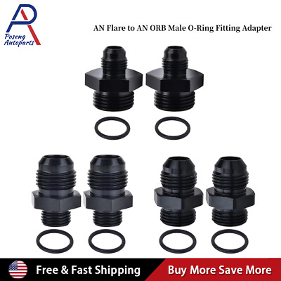 #ad 2PCS AN6 AN8 AN10 Flare to 6AN 8AN 10AN ORB Male O Ring Fitting Adapter Black $8.09