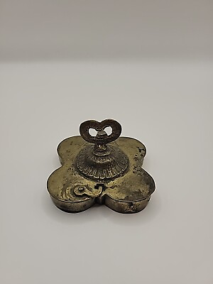 #ad Antique Brass Kumkum Powder Box $35.00