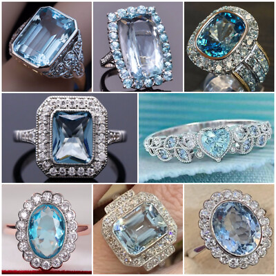 #ad CZ Zircon Women Jewelry Gift Fashion 925 Silver Filled Anniversary Ring Sz 6 10 $2.67