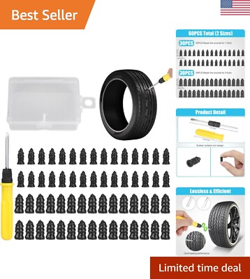 #ad Versatile Tire Plug Kit with 2 Sizes and Storage Box Durable Repair Solution $25.99