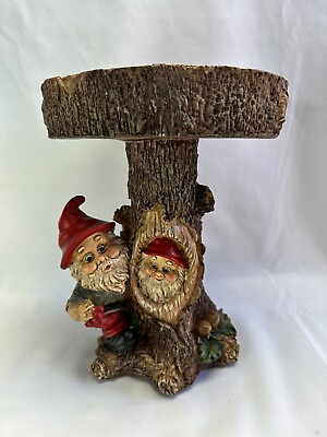 #ad Gnome Indoor Outdoor Statue Candy Dish Bird Feeder Resin 8quot; $22.00