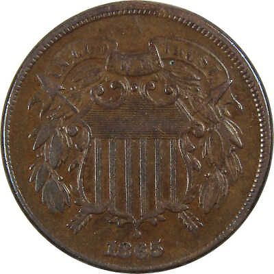 1865 Two Cent Piece VF Very Fine 2c Coin SKU:I12581 $34.99