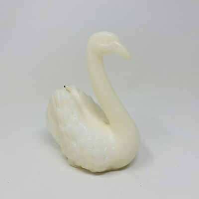#ad Swan 6” tall Wax Candle Home Decor Cream White Solid Bird Slight Neck Lean Cute $7.99