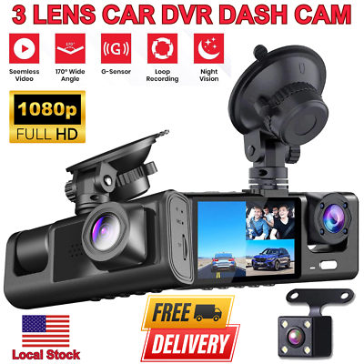 #ad Dash Cam HD 1080p Car Dual Lens Front Rear Inside Video Recorder Camera G sensor $25.12