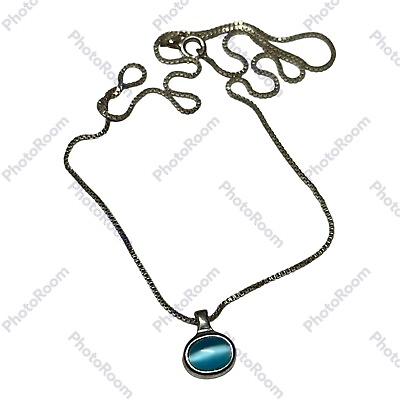Modern Chalcedony Pendant Organic Round Blue Gemstone Necklace $65.00