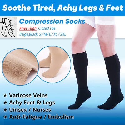 #ad Compression Socks Men Women Support Treatment for Varicose Veins SwellingEdema $23.49