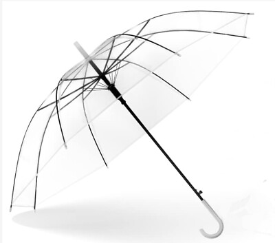 Clear J Hook Handle Umbrella Large Windproof Automatic Open Rain Umbrella 37quot; $14.98