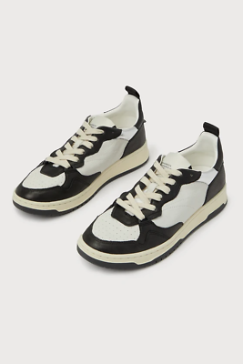 Women#x27;s Black Multi Smooth Genuine Leather Color Block Sneakers $50.00