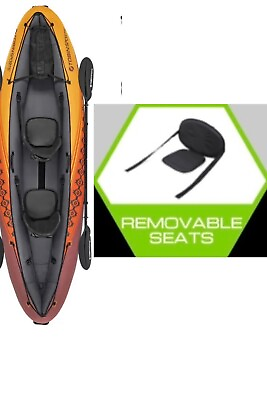 #ad Universal Kayak Seat Removable Padded Canoe Seat w Storage Pouch Fishing Boat $24.95