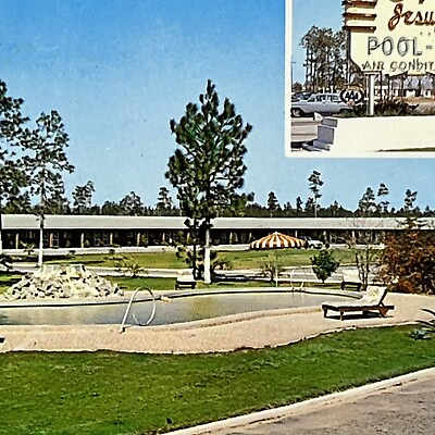 #ad Vintage Jesup GA Postcard Motel Jesup Advertising Multi View Swimming Pool Sign $3.01