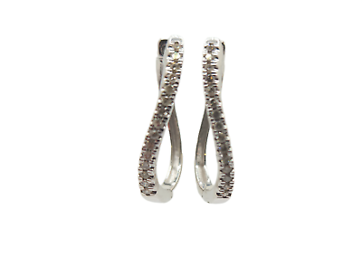 #ad 10K White Gold Diamond Wave Hoop Earrings RL145 $896.00
