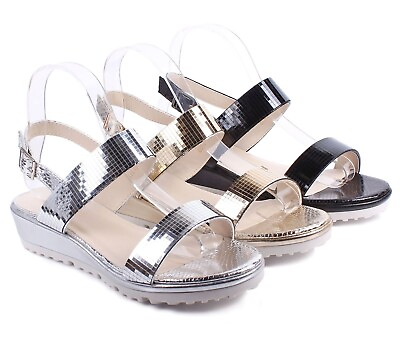 #ad New 3 Color Glitter Summer Slingback Blink Sexy Wedge Womens Sandals 1.5#x27; Heels $23.75