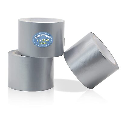 #ad 3 Rolls Silver Duct Tape Heavy Duty Waterproof 3quot; x60 Feet7.5 Mil Thick $21.23