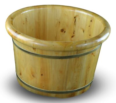 #ad Solid Cedar Wood Foot Basin Tub Bucket for Foot Bath Massage Spa Sauna So... $78.69