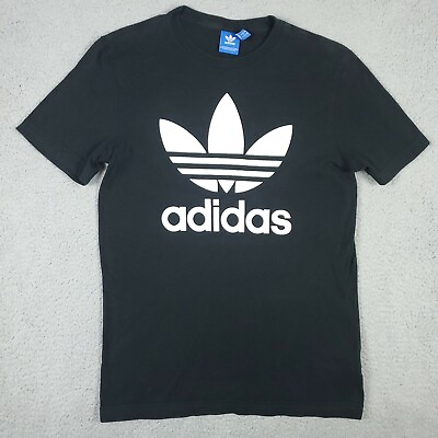 Adidas Trefoil Black Short Sleeve T Shirt Adult Mens Size Small $8.22
