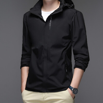 #ad Spring Autumn Thin Fashion Men#x27;s Casual Jacket Hooded Business Windbreaker Tops $40.11