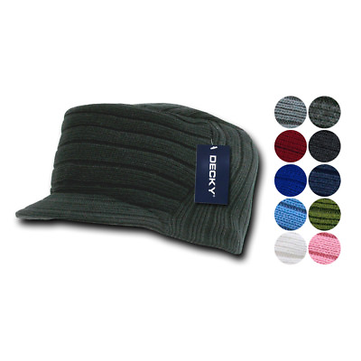 #ad Gi Cadet Army Military Flat Top Beanies Caps Hats Ribbed Knit Visor Ski Winter $12.95